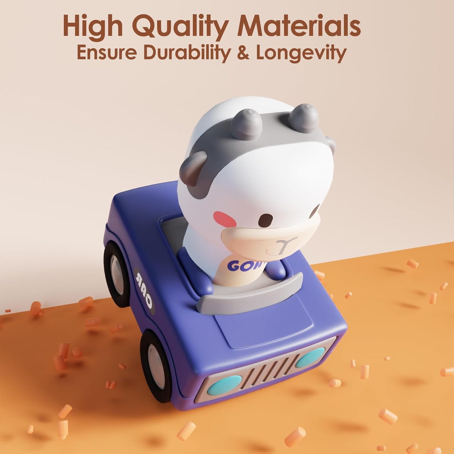 Animal Car Baby Toys for Toddlers 1-3, Press and Go Truck Educational Toys for 1 Year Old Boys, Baby Push Go Friction Car Toys for Christmas First Birthday Gift