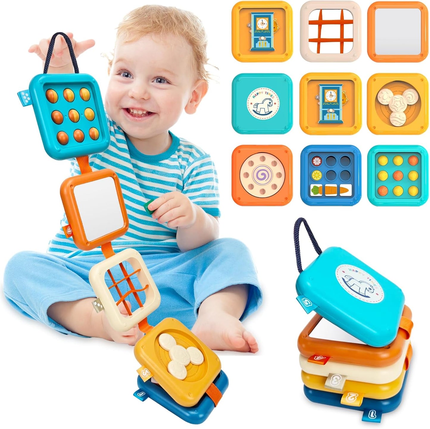 Busy Board for 1 Year Old, Montessori Toys for 1 2 Year Old Boy Girl Birthday Gifts, 8 in1 Travel Sensory Toys for Toddlers 1-3 Fine Motor Learning Baby Toy 12-18 Months, Toddler Stocking Stuffers