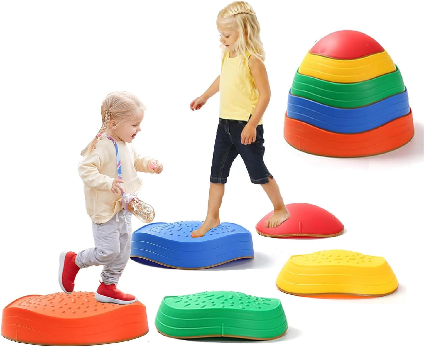 Stepping Stones for Kids, 5Pcs Non-Slip Balance Stones for Promoting Coordination Skills, Indoor and Outdoor Sensory Play Equipment Toys for Toddlers 1-3
