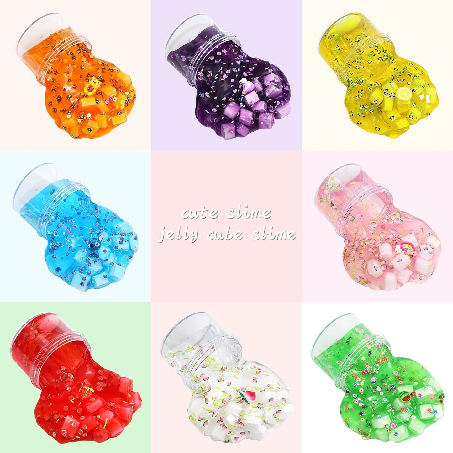 Jelly Cube Clear Slime Kit for Kids - 8 Pack Crunchy Slime | Stress Relief & Fun Toys | Ideal for Birthday & Easter Gifts | Party Favors for Ages 6-12
