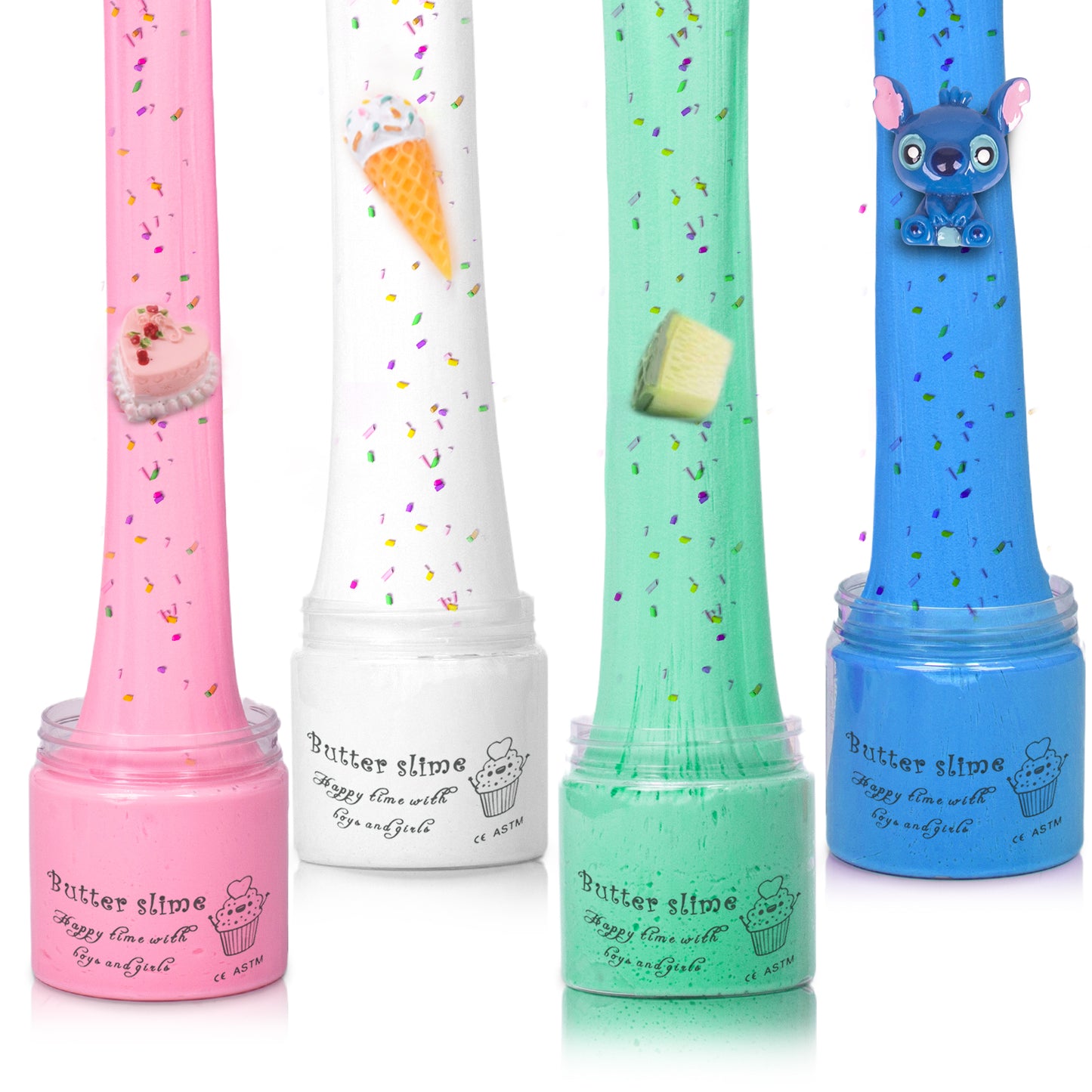 Kit with 4 Pack Butter Slime, Super Soft and Non-Sticky Cloud Slime for Girls Boys, Kids Party Favors Slime Toys