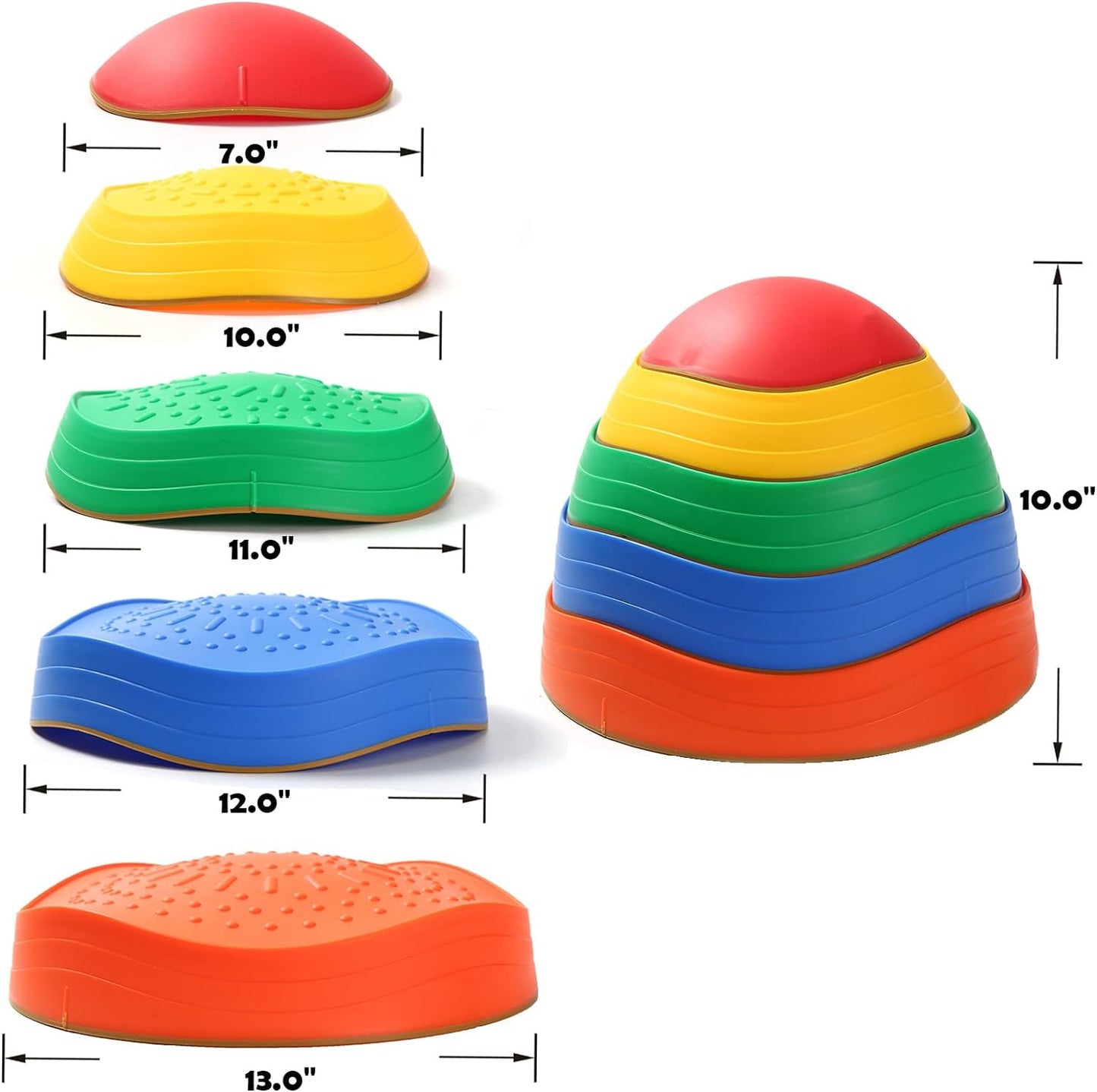 Balance Stepping Stones for Kids, 5pcs Non-Slip Sensory Stepping Stones for Promoting Toddler's Coordination Skills, Indoor and Outdoor Obstacle Course Play Toddler Ages 3+