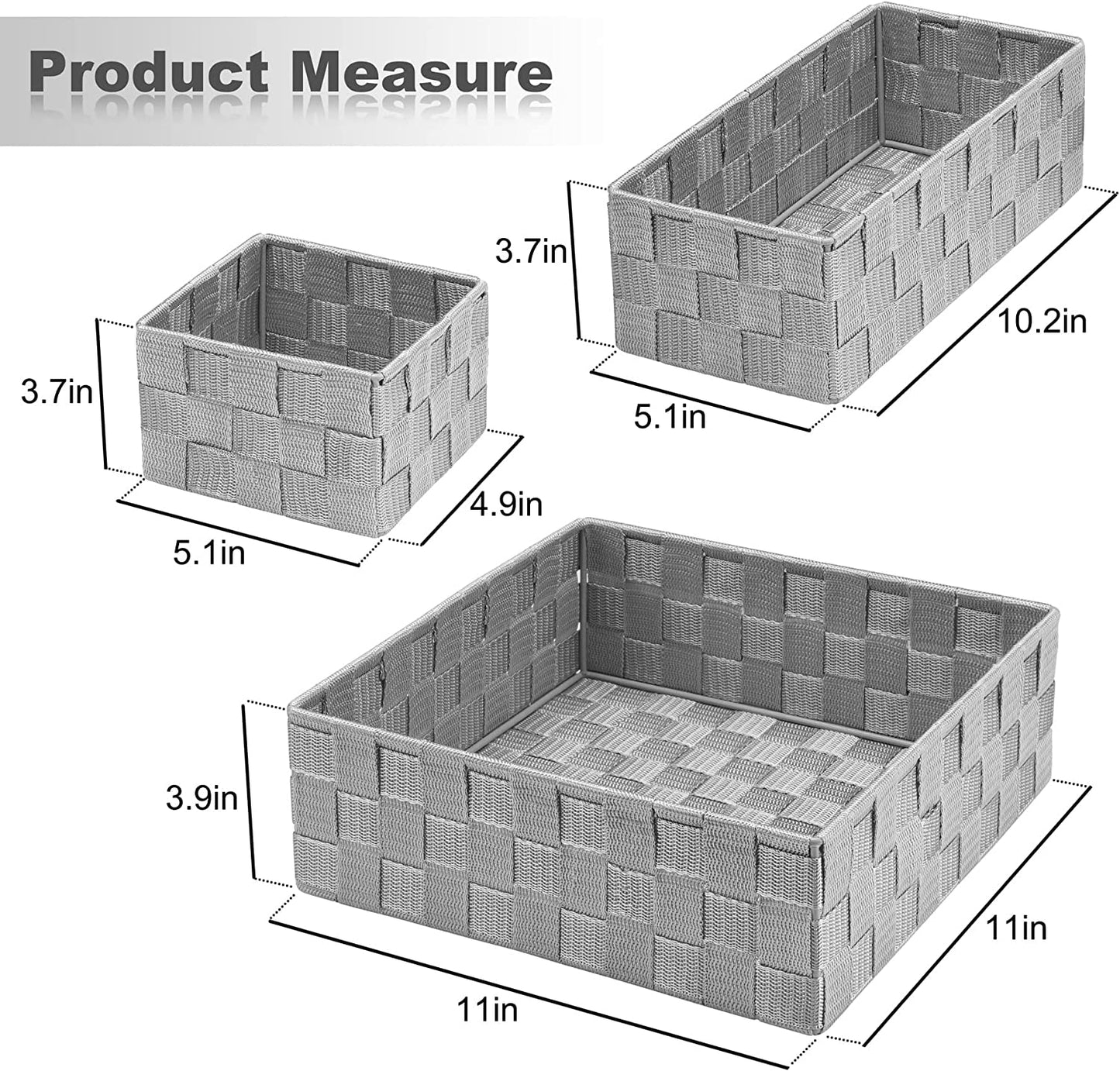 4 Pack Woven Storage Baskets for Organizing, Small Decorative Baskets Cube Bin Tidy for Closet Desktop Bathroom Bedroom, Gray