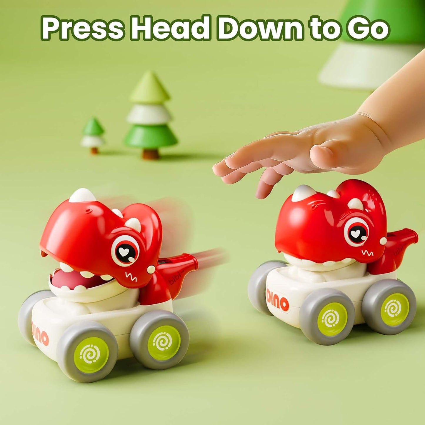 Toddler Dinosaur Car Toys for 1 Year Old Boy, Press and Go Whistle Truck Educational Toys for 1-3 Year Old Boy, Birthday Gift for Baby Toys 12-24 Months