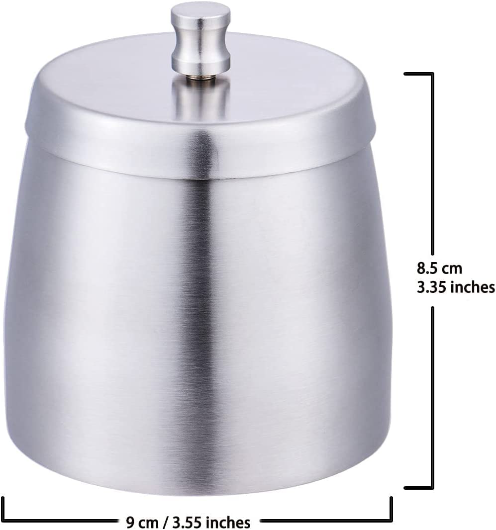 WQFSTORE Ashtray with Lid for Cigarettes, Stainless Steel Smokeless Ashtrays for Home Outside Office Indoor, Grey (3.55x 3 x 3.38 In)