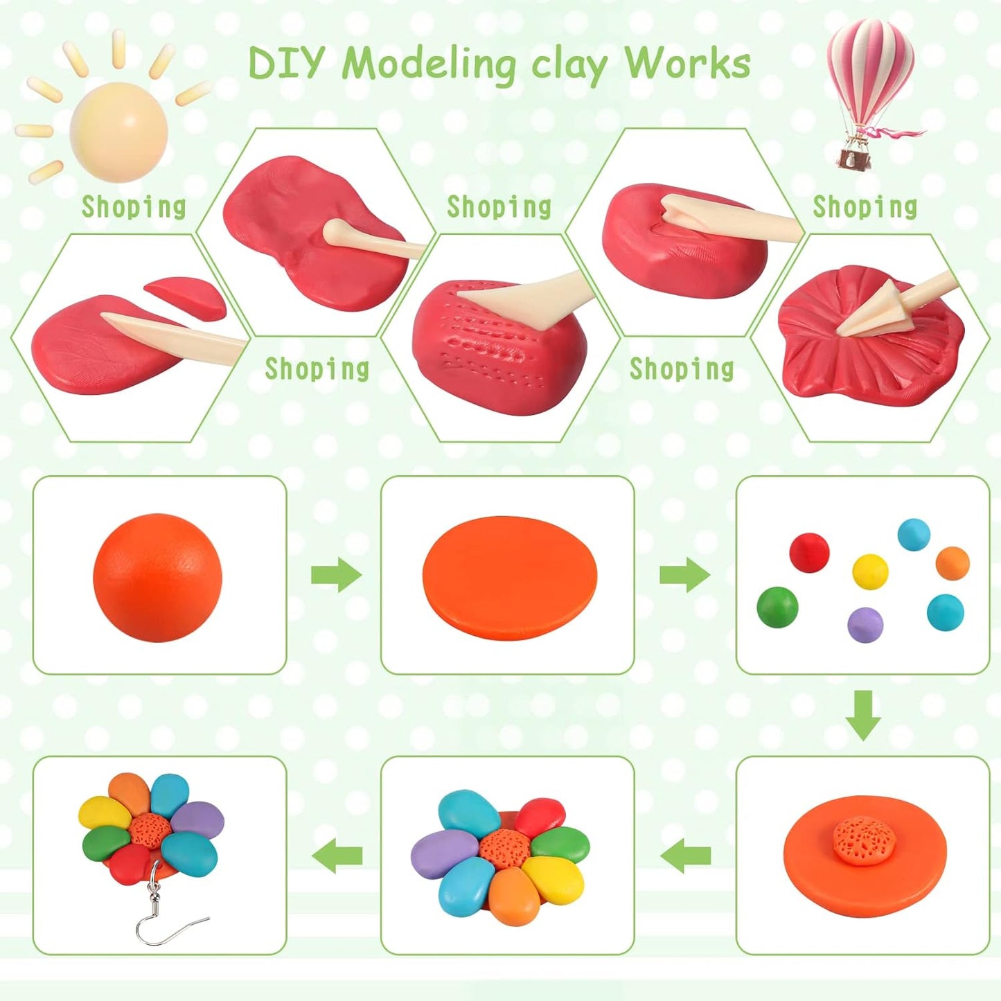 48-Color Polymer Clay Kit for Beginners & Artists - Non-Toxic Oven-Bake Modeling Clay with Sculpting Tools, Perfect DIY Craft Gift for Kids & Adults
