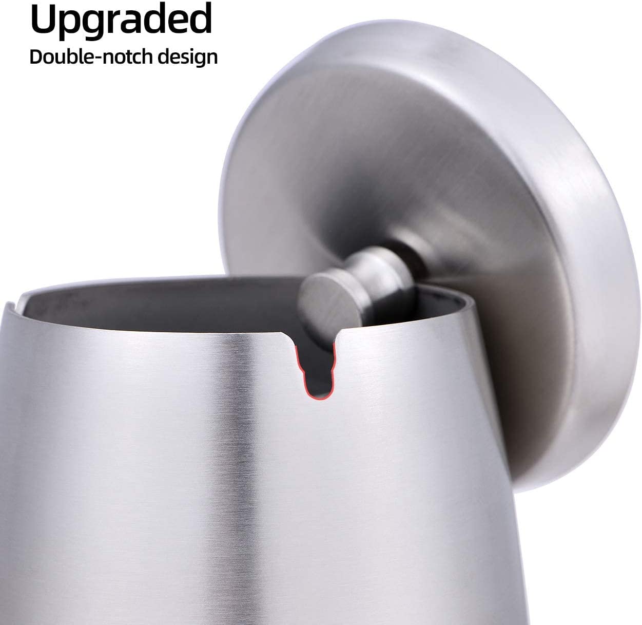 WQFSTORE Ashtray with Lid for Cigarettes, Stainless Steel Smokeless Ashtrays for Home Outside Office Indoor, Grey (3.55x 3 x 3.38 In)