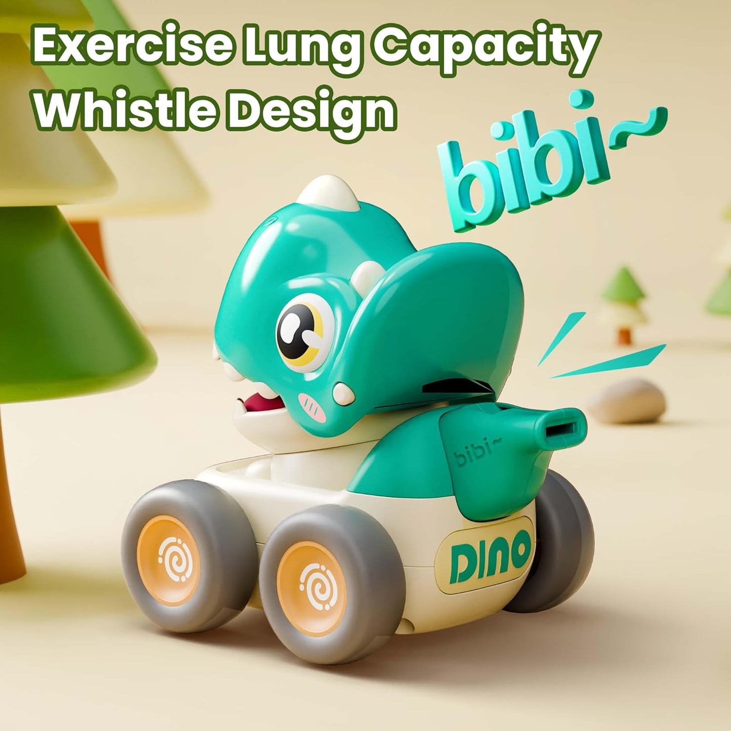 Toddler Dinosaur Car Toys for 1 Year Old Boy, Press and Go Whistle Truck Educational Toys for 1-3 Year Old Boy, Birthday Gift for Baby Toys 12-24 Months
