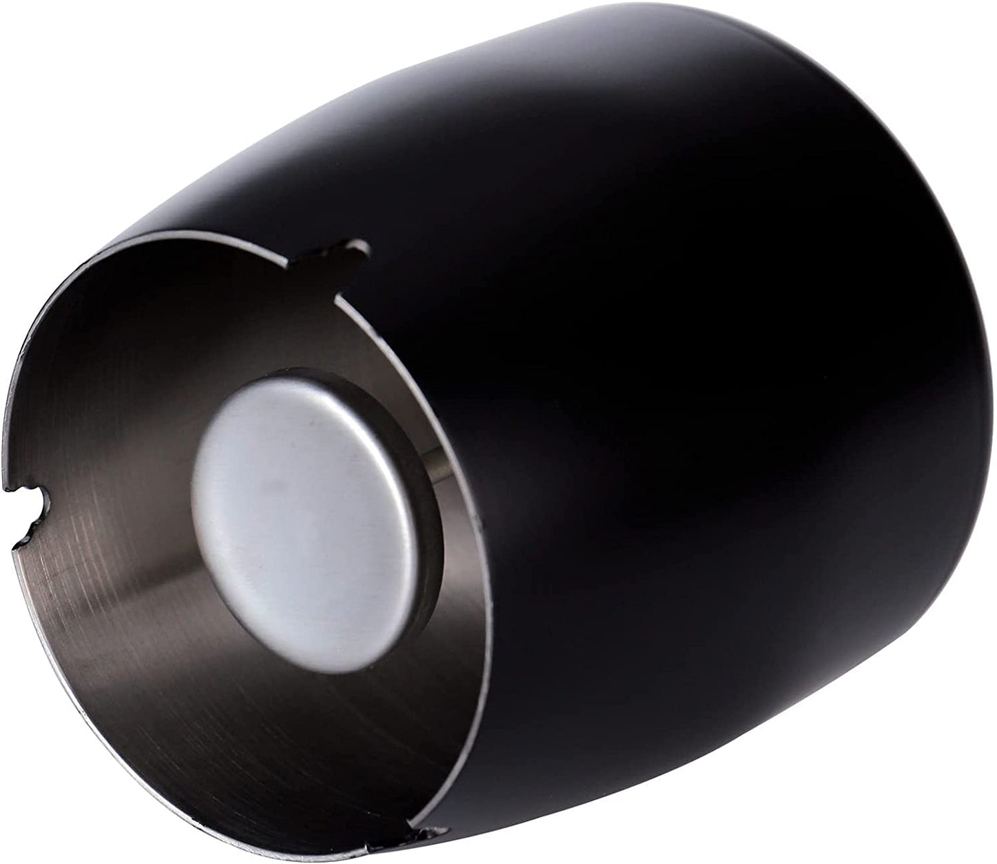 WQFSTORE Ashtray with Lid for Cigarettes, Stainless Steel Smokeless Ashtrays for Home Outsides Office Indoor, Black (3.55x 3 x 3.38 in)