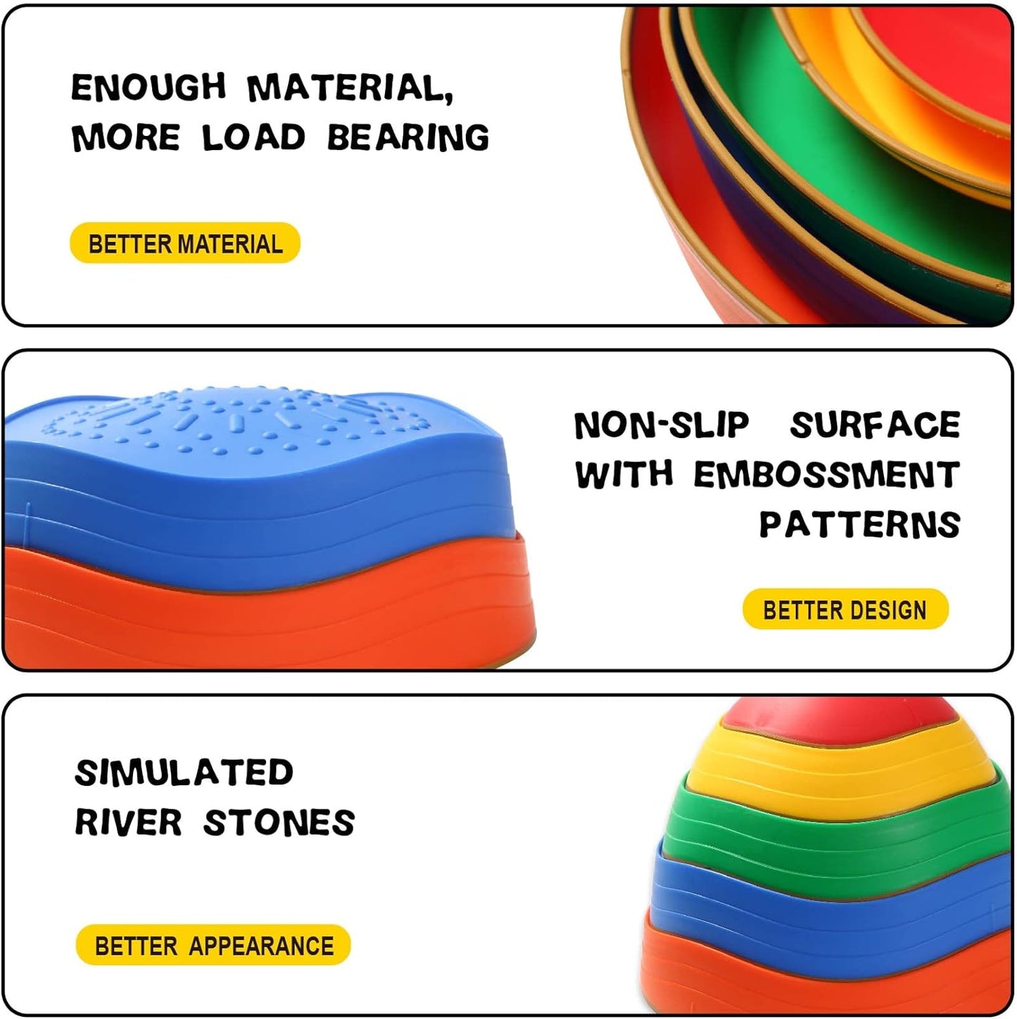 Stepping Stones for Kids, 5Pcs Non-Slip Balance Stones for Promoting Coordination Skills, Indoor and Outdoor Sensory Play Equipment Toys for Toddlers 1-3