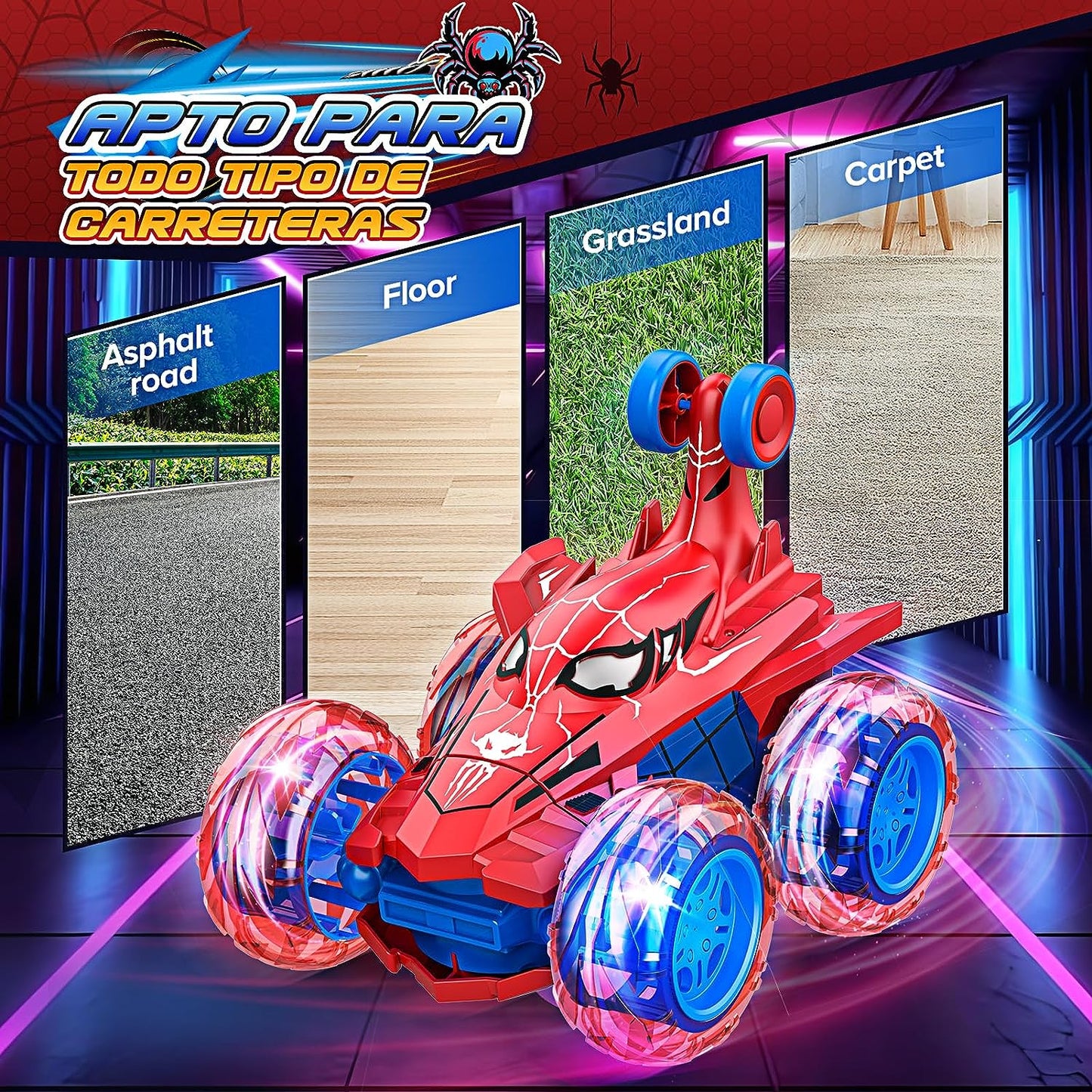 Remote Control Car for Kids, RC Car Toys for Boys Age 3-10, Cool Rechargeable Stunt Cars with 360 Flips 4WD Wheel Lights for Birthday Chritmas Gift