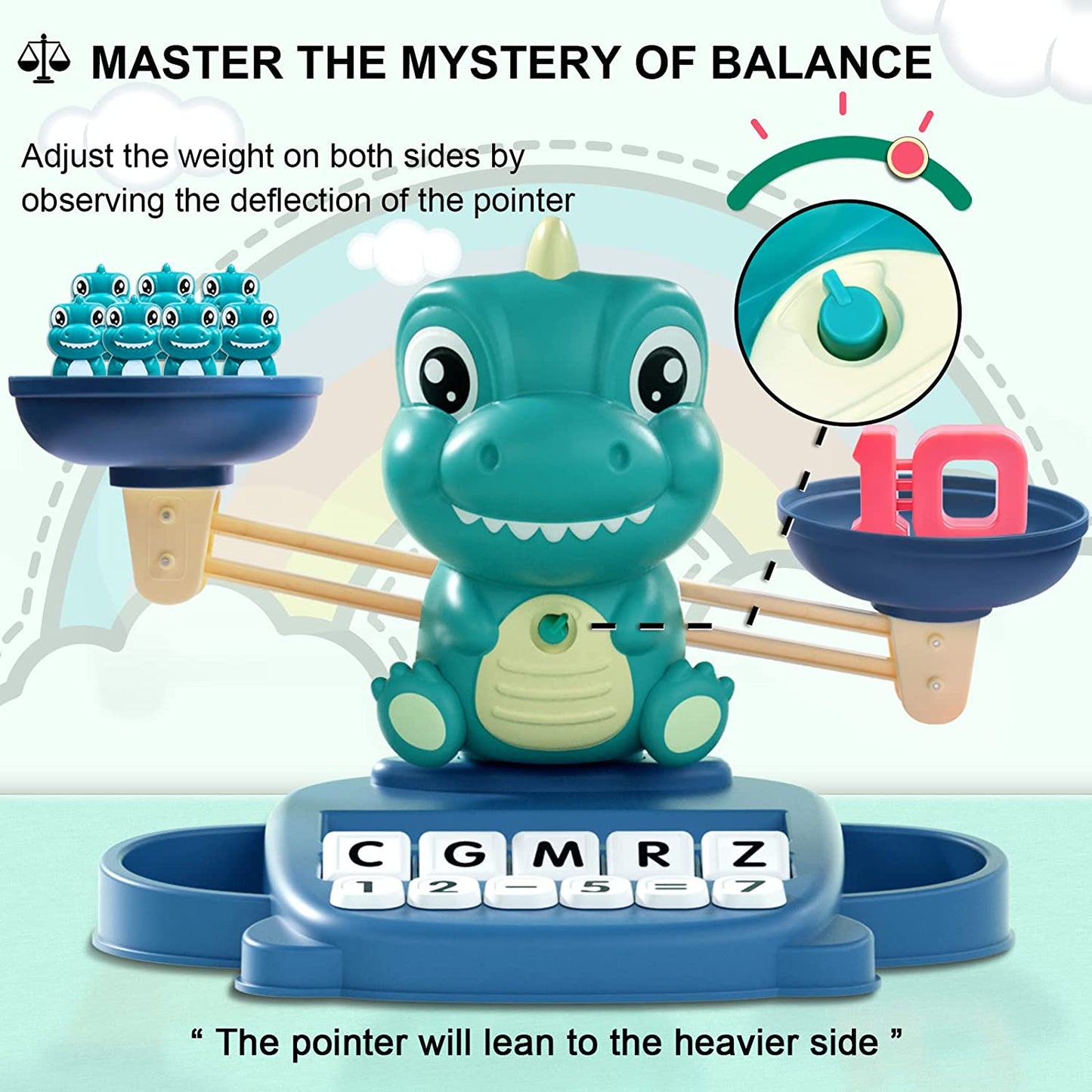 Dinosaur Math & Letter Game - 3-in-1 Learning Toy for Kids Ages 3-5 - Preschool Educational Counting & Matching Gift