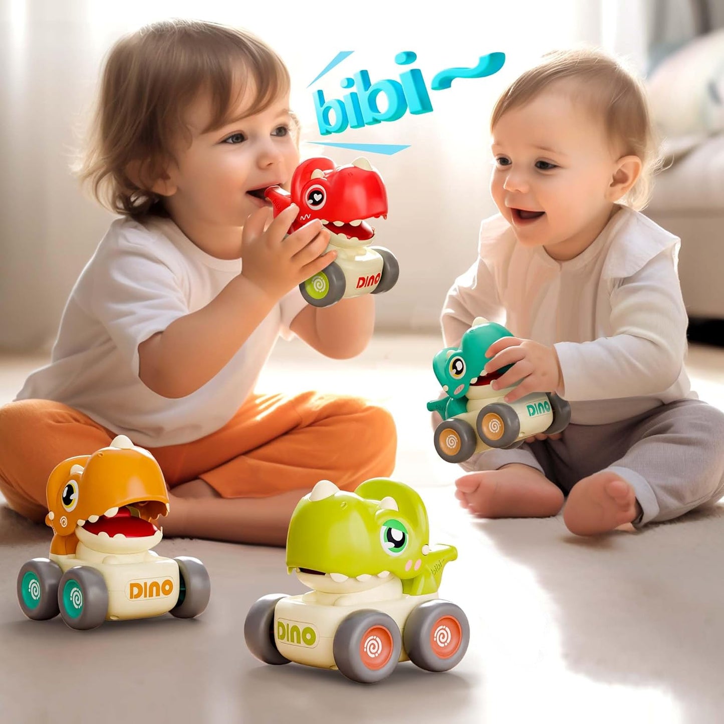 Toddler Dinosaur Car Toys for 1 Year Old Boy, Press and Go Whistle Truck Educational Toys for 1-3 Year Old Boy, Birthday Gift for Baby Toys 12-24 Months
