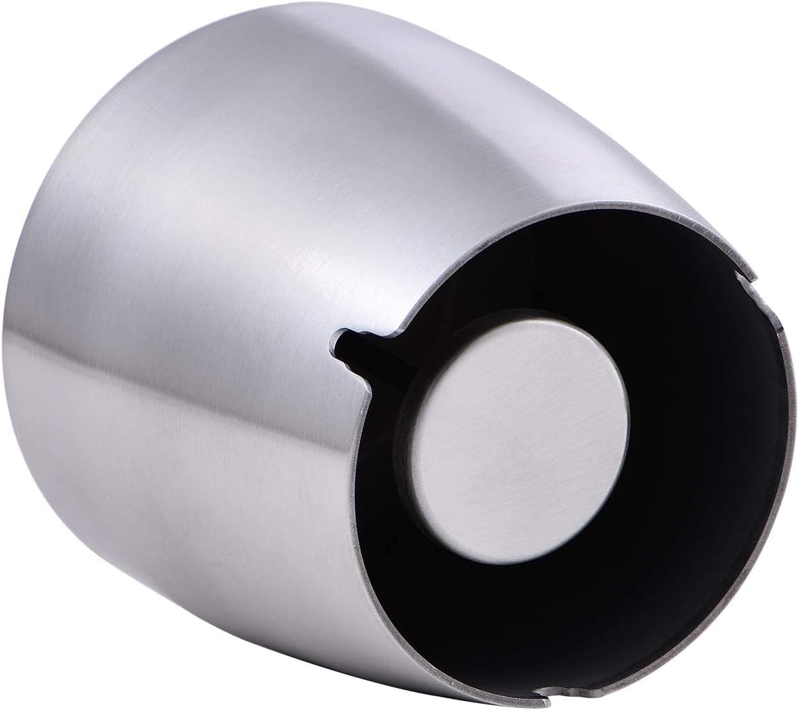 WQFSTORE Ashtray with Lid for Cigarettes, Stainless Steel Smokeless Ashtrays for Home Outside Office Indoor, Grey (3.55x 3 x 3.38 In)