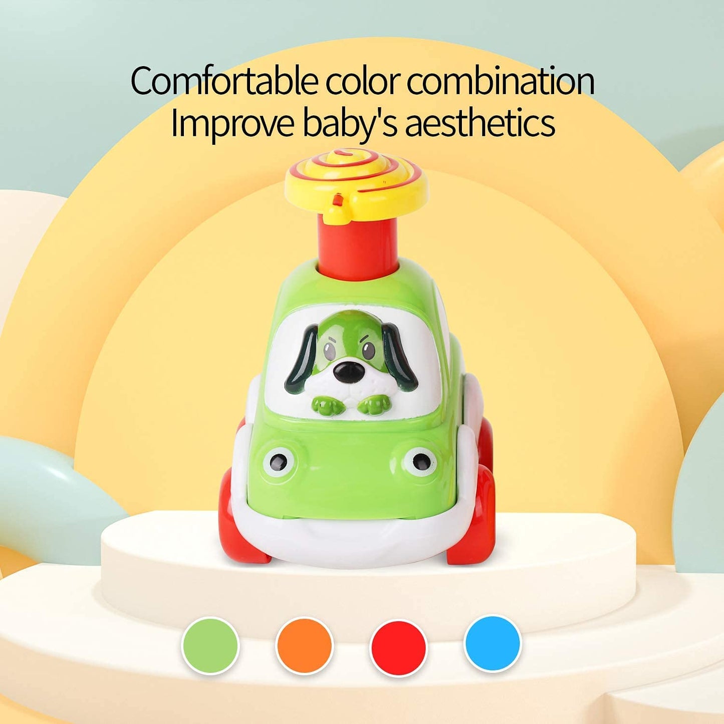 Toddler Animal Car Toys for 1 2 3 Year Old Boys, Press and Go Cartoon Truck Educational Toys for 1 Year Old Boy, Pull Back Cars Toys for Baby Gift Toys 12-24 Months