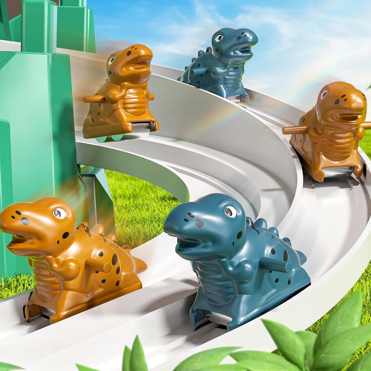 Dinosaur Climbing Slide Stair Toy for Toddlers Boys Aged 3 4 5 6 7 8 - Dinosaur Racing Track Set with Light and Music, Birthday Gifts for Kids Boys 3- 8 years
