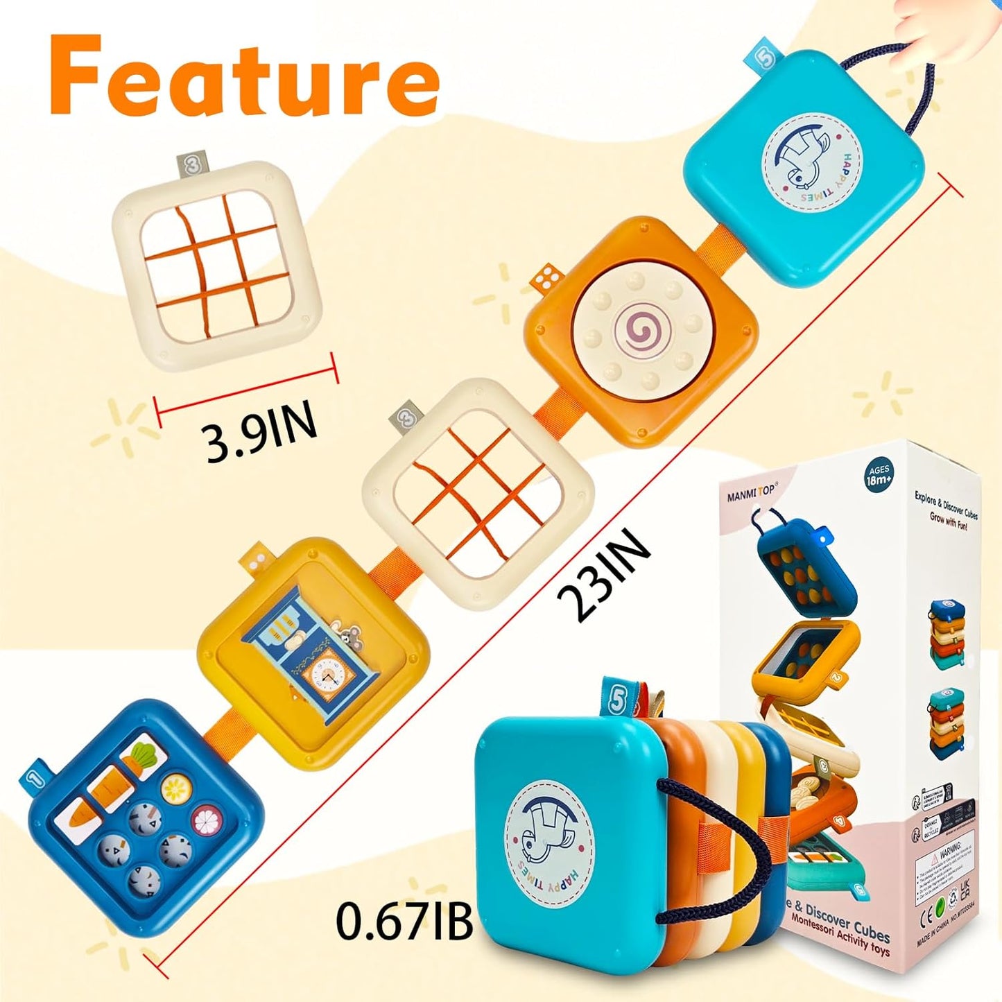 Busy Board for 1 Year Old, Montessori Toys for 1 2 Year Old Boy Girl Birthday Gifts, 8 in1 Travel Sensory Toys for Toddlers 1-3 Fine Motor Learning Baby Toy 12-18 Months, Toddler Stocking Stuffers