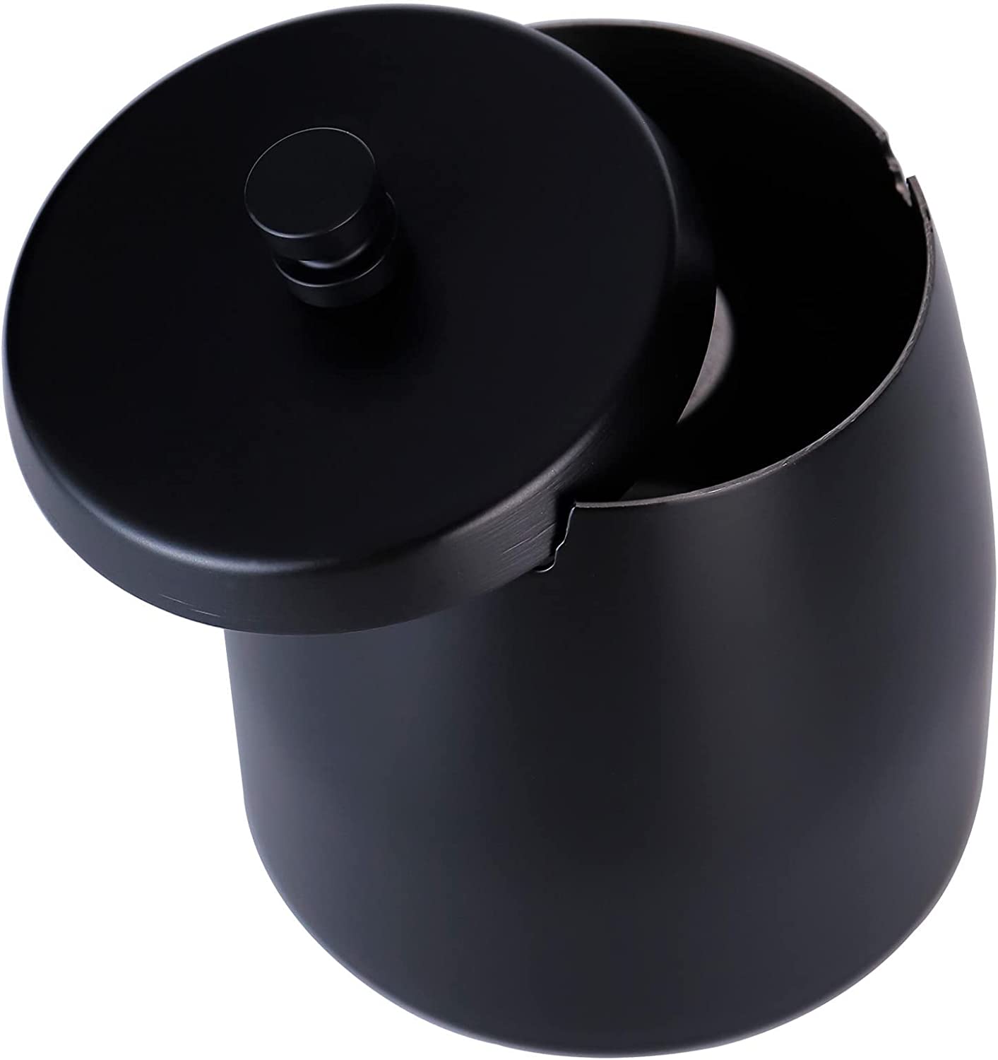 WQFSTORE Ashtray with Lid for Cigarettes, Stainless Steel Smokeless Ashtrays for Home Outsides Office Indoor, Black (3.55x 3 x 3.38 in)