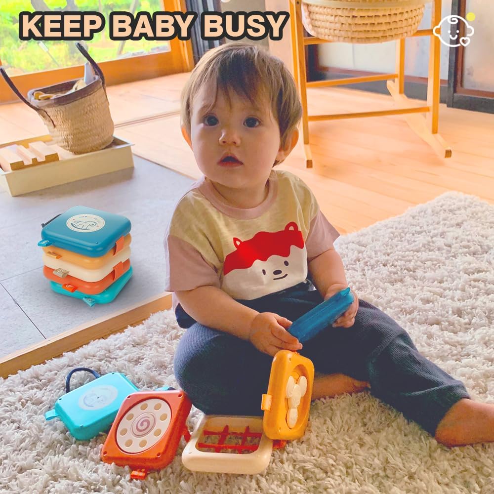 Busy Board for 1 Year Old, Montessori Toys for 1 2 Year Old Boy Girl Birthday Gifts, 8 in1 Travel Sensory Toys for Toddlers 1-3 Fine Motor Learning Baby Toy 12-18 Months, Toddler Stocking Stuffers
