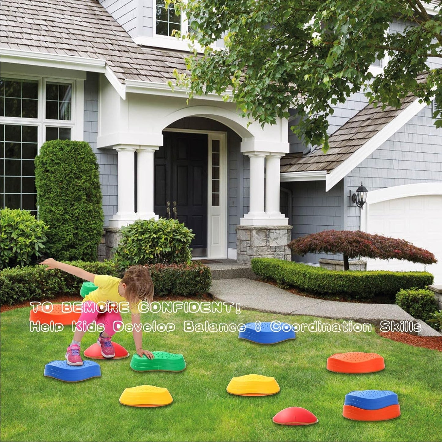 Stepping Stones for Kids, 5Pcs Non-Slip Balance Stones for Promoting Coordination Skills, Indoor and Outdoor Sensory Play Equipment Toys for Toddlers 1-3