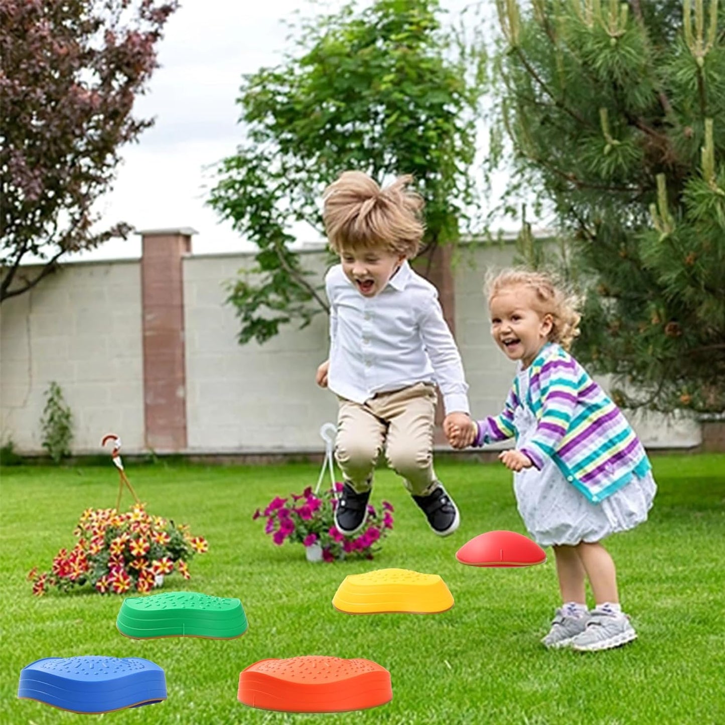 Balance Stepping Stones for Kids, 5pcs Non-Slip Sensory Stepping Stones for Promoting Toddler's Coordination Skills, Indoor and Outdoor Obstacle Course Play Toddler Ages 3+