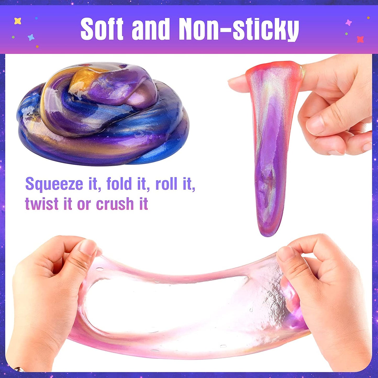 25 Pack Galaxy Slime Kit, Party Favors for Kids Girls & Boys, Non Sticky, Stress & Anxiety Relief Mini Slime, Perfect for Birthday Gifts