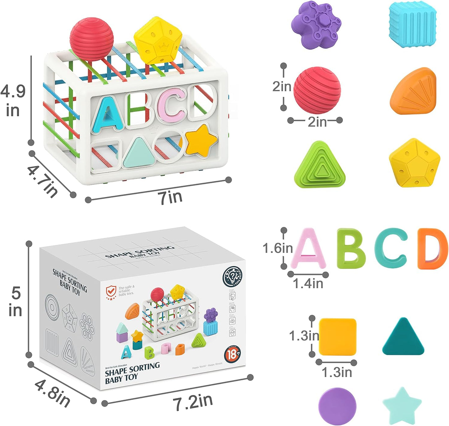 WQFSTORE Baby Shape Sorter Toys for 1 Year Old, Upgrade Baby Montessori Toy and Developmental Sensory Toys 12-24 Months, Boys Girls Gifts, Preschool Learning Fine Motor Skills