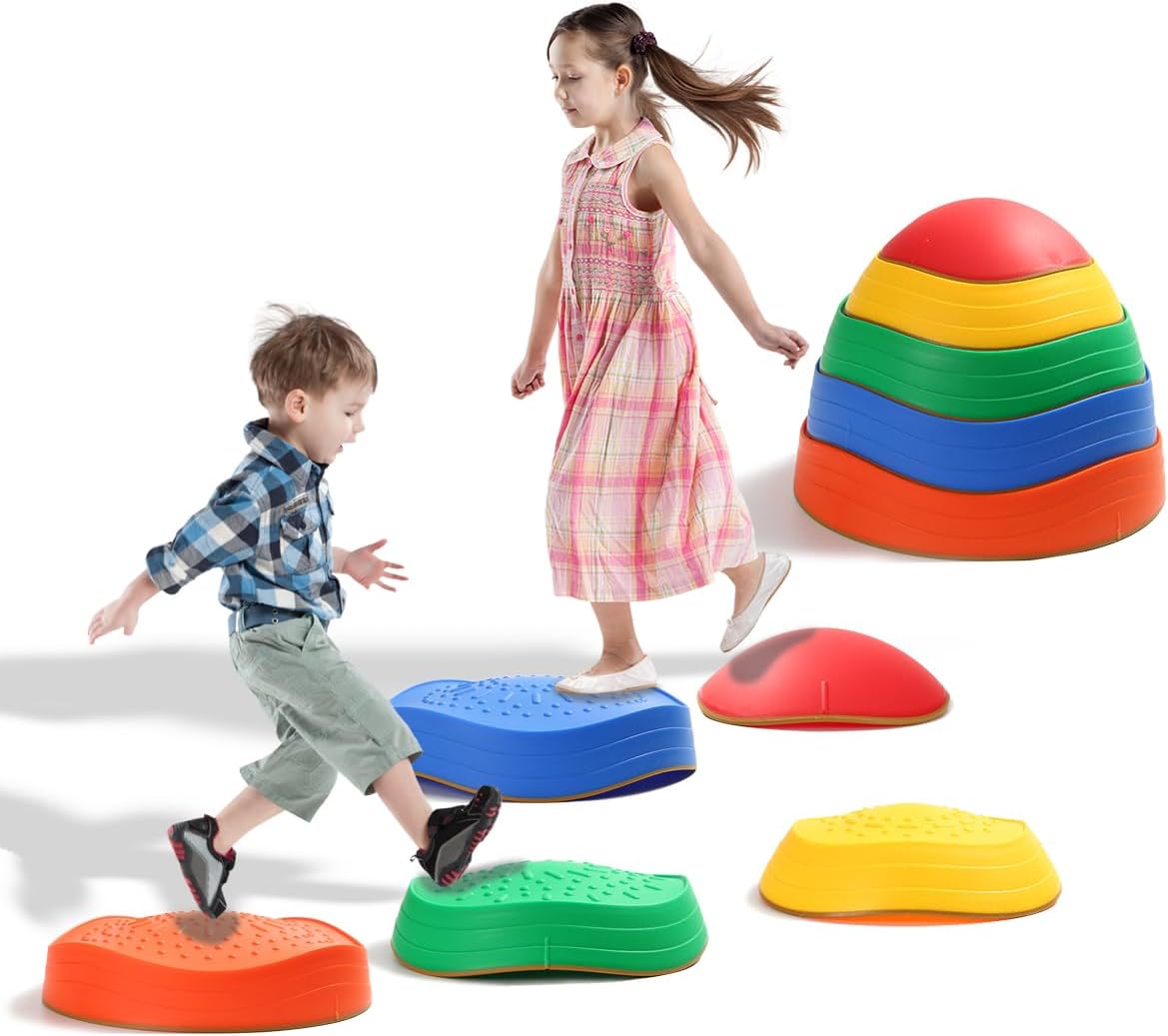 Stepping Stones for Kids, 5Pcs Non-Slip Balance Stones for Promoting Coordination Skills, Indoor and Outdoor Sensory Play Equipment Toys for Toddlers 1-3
