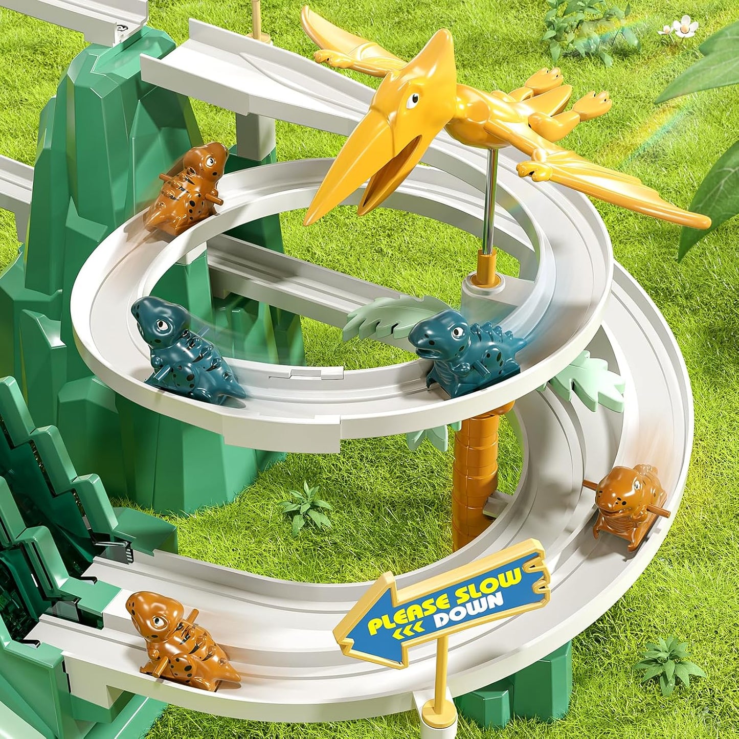 Dinosaur Climbing Slide Stair Toy for Toddlers Boys Aged 3 4 5 6 7 8 - Dinosaur Racing Track Set with Light and Music, Birthday Gifts for Kids Boys 3- 8 years