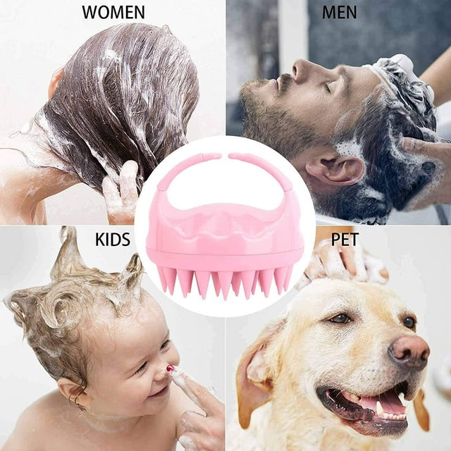 2-Pack Shampoo Brush Scalp Massager, Upgraded Wet & Dry Hair Scalp Scrubber with Soft Silicone Bristles for Women, Men, Pets, Exfoliate and Remove Dandruff,Green & Pink.