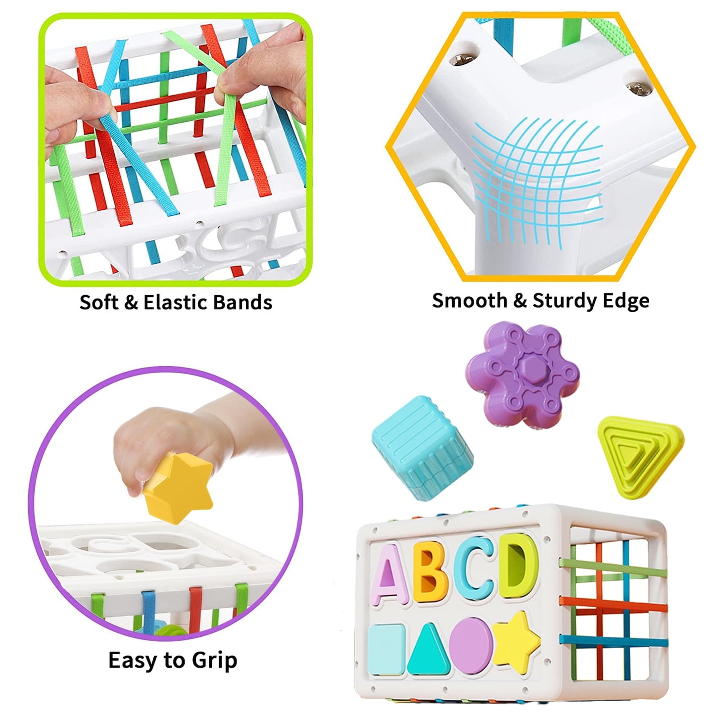 WQFSTORE Baby Shape Sorter Toys for 1 Year Old, Upgrade Baby Montessori Toy and Developmental Sensory Toys 12-24 Months, Boys Girls Gifts, Preschool Learning Fine Motor Skills
