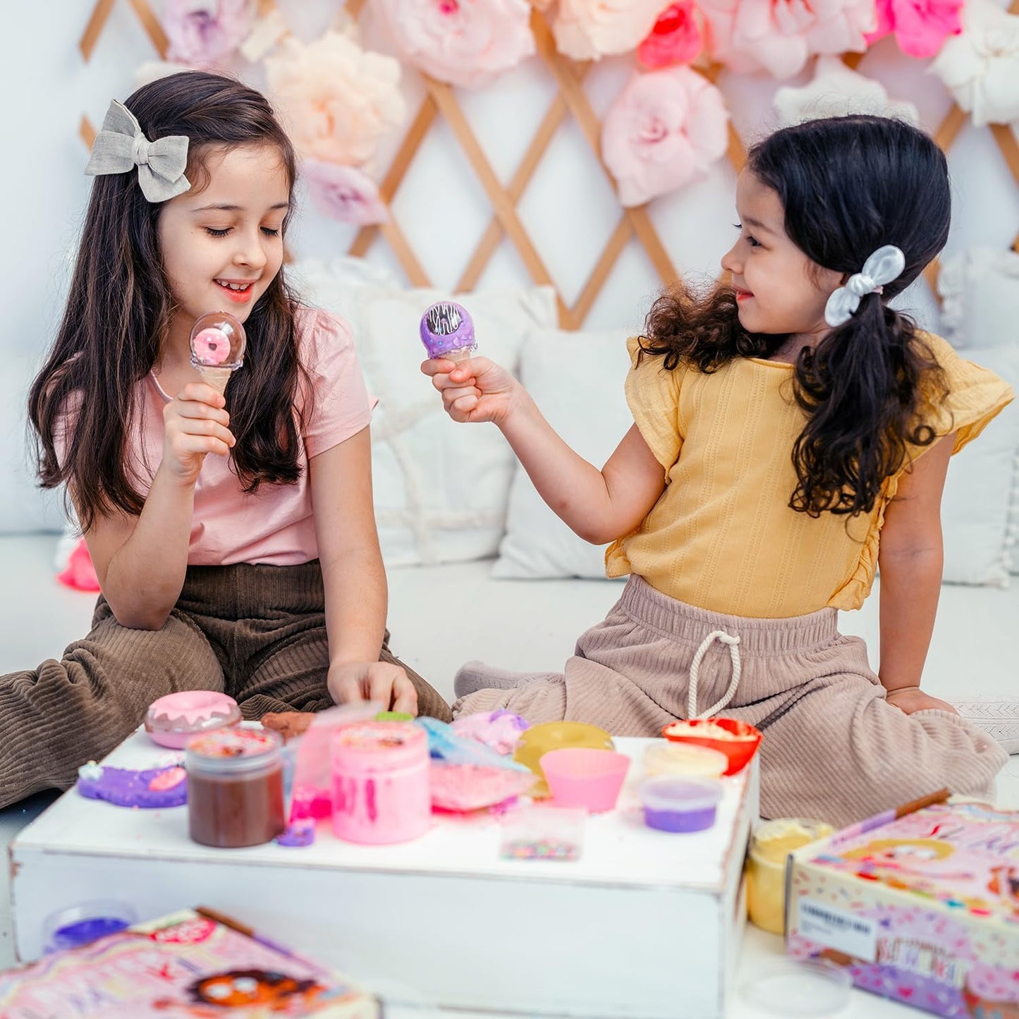 Butter Slime Kit for Girls, Fluffy & Scented DIY Slime Kit with Ice Cream, Donut, Cupcake Accessories, Colorful & Vibrant Slime Making Set Toys for Kids Ages 6-12, Idea Christmas Gift