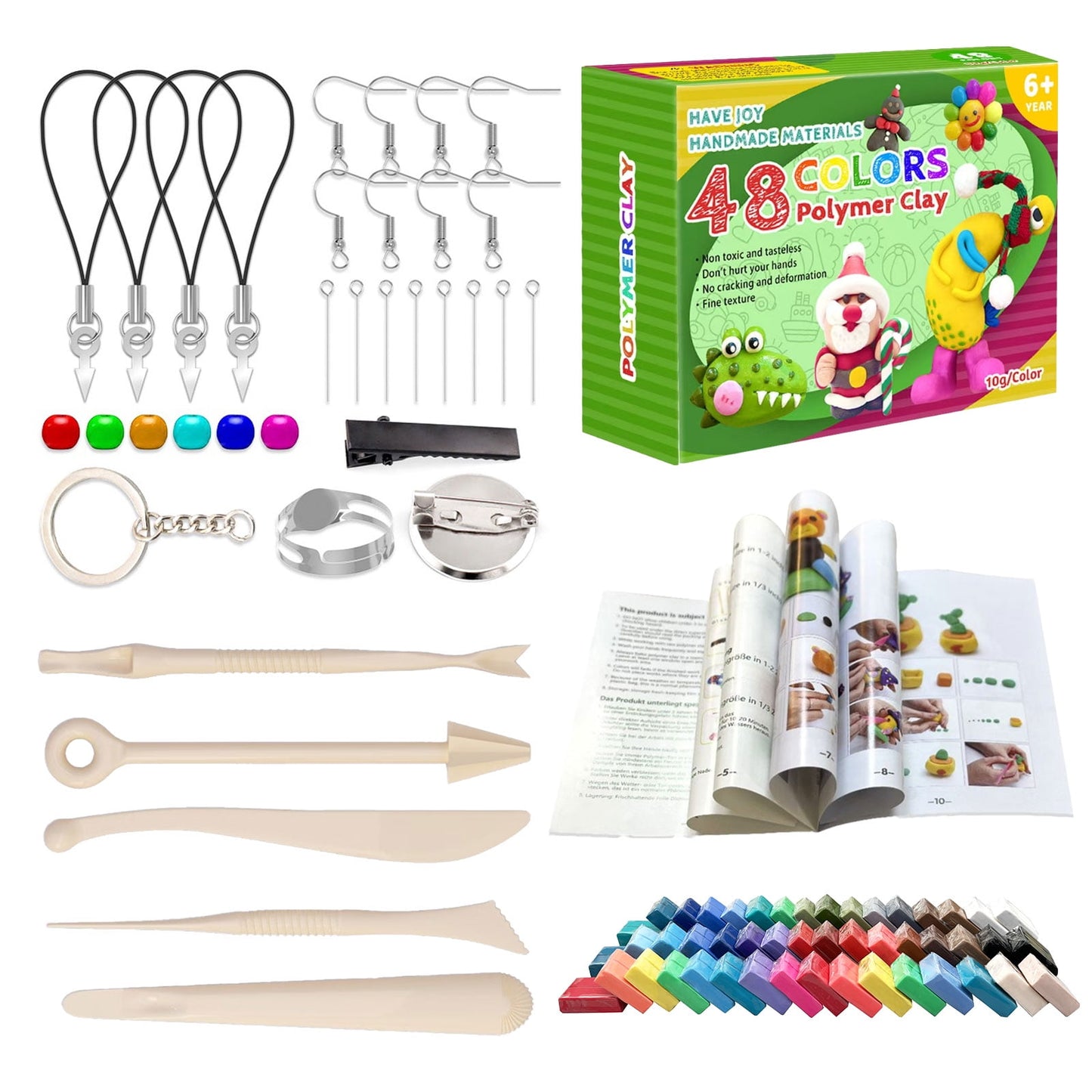 48-Color Polymer Clay Kit for Beginners & Artists - Non-Toxic Oven-Bake Modeling Clay with Sculpting Tools, Perfect DIY Craft Gift for Kids & Adults