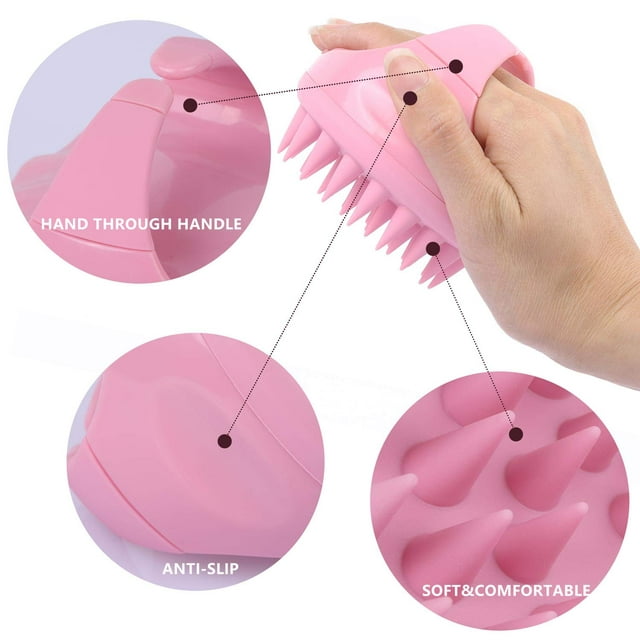 2-Pack Shampoo Brush Scalp Massager, Upgraded Wet & Dry Hair Scalp Scrubber with Soft Silicone Bristles for Women, Men, Pets, Exfoliate and Remove Dandruff,Green & Pink.