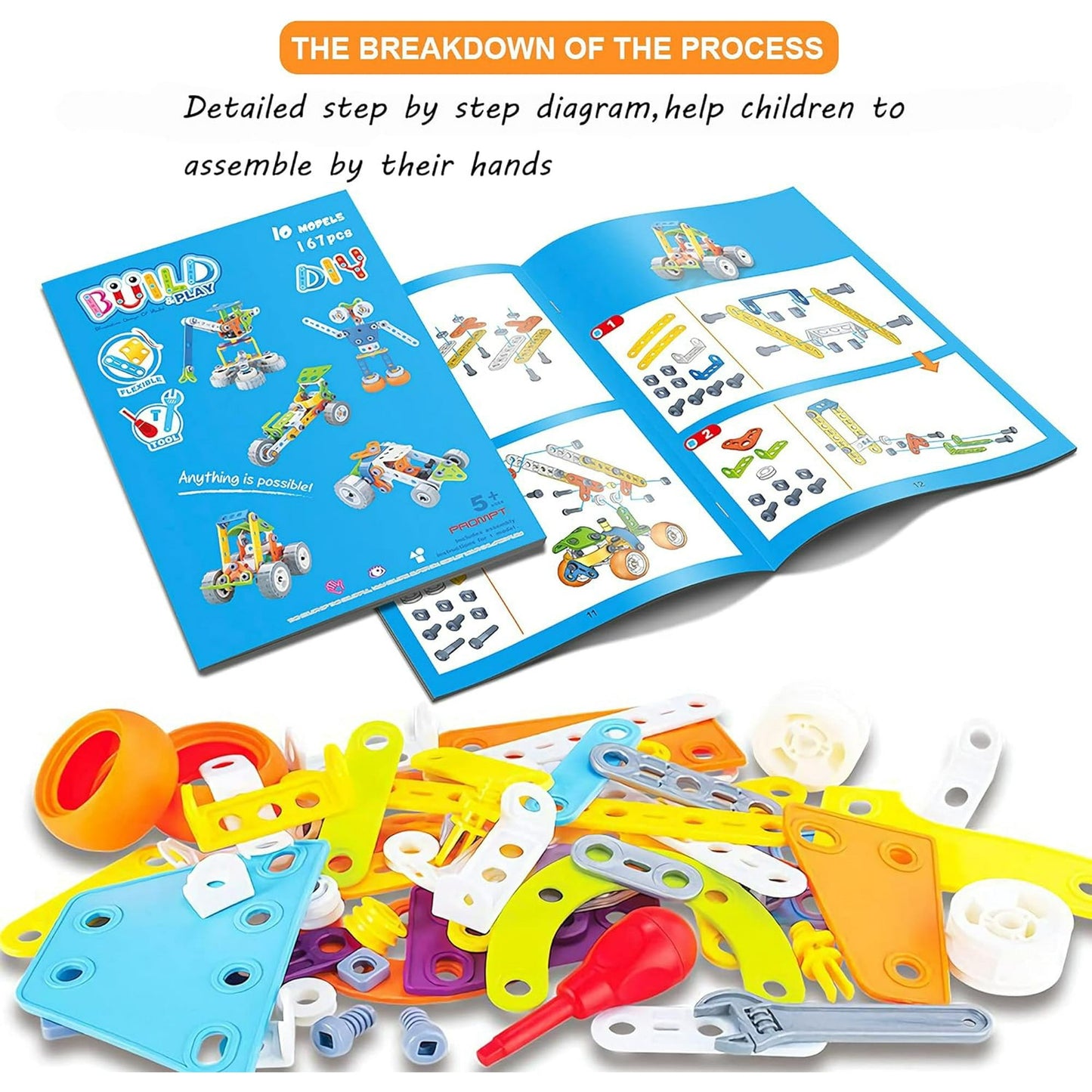 167-Piece STEM Building Toys Kit for Boys, Ignite Creativity and Learning, Educational Construction Blocks for Kids Ages 6-10