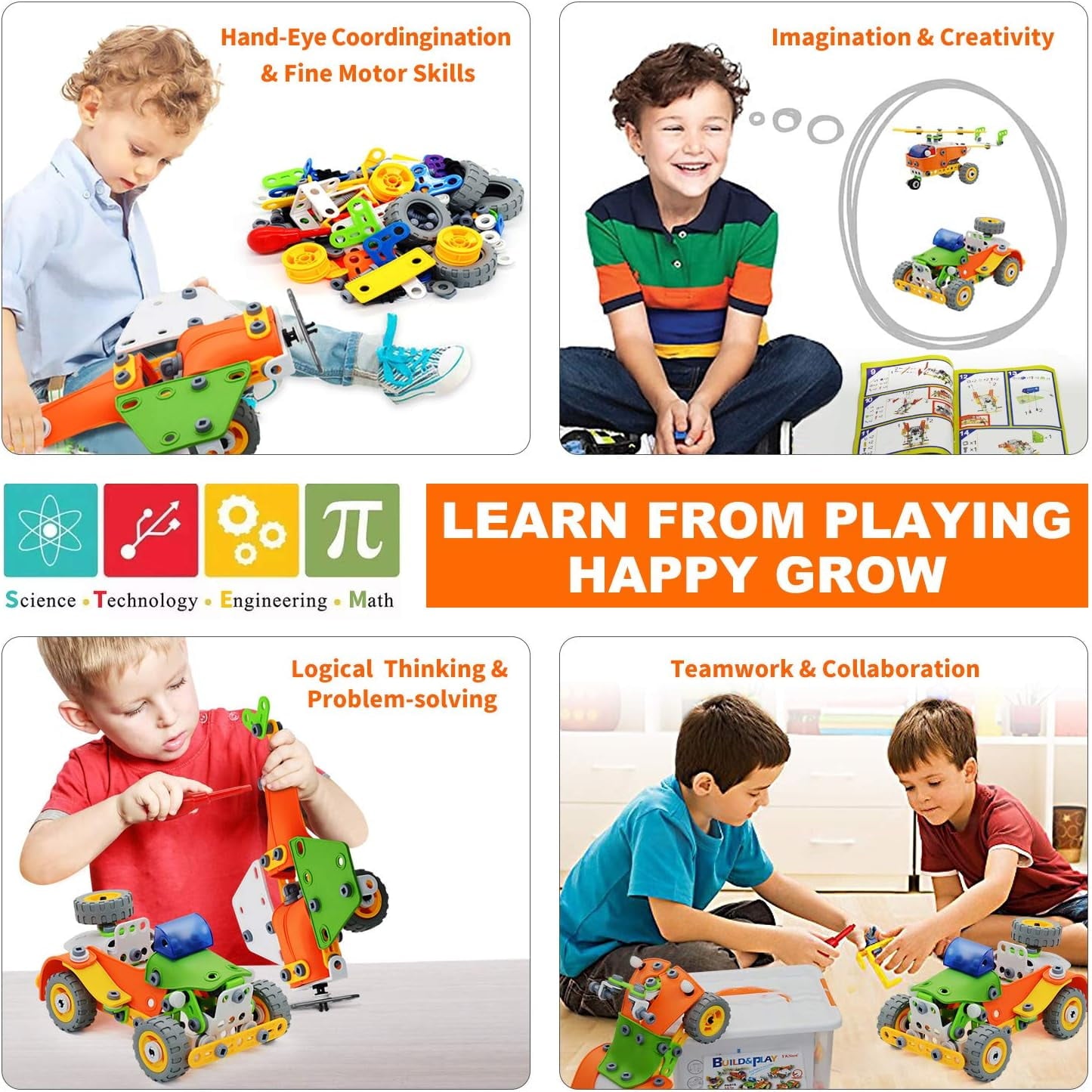 167-Piece STEM Building Toys Kit for Boys, Ignite Creativity and Learning, Educational Construction Blocks for Kids Ages 6-10