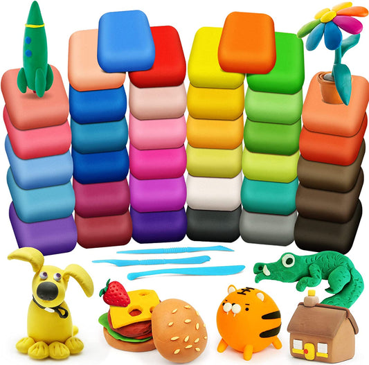 Air Dry Clay 36 Colors- Soft & Ultra Light Modeling Clay for Kids, No Bake Mold Magic Clay with Tools, Arts and Crafts Gift for Boys Girls