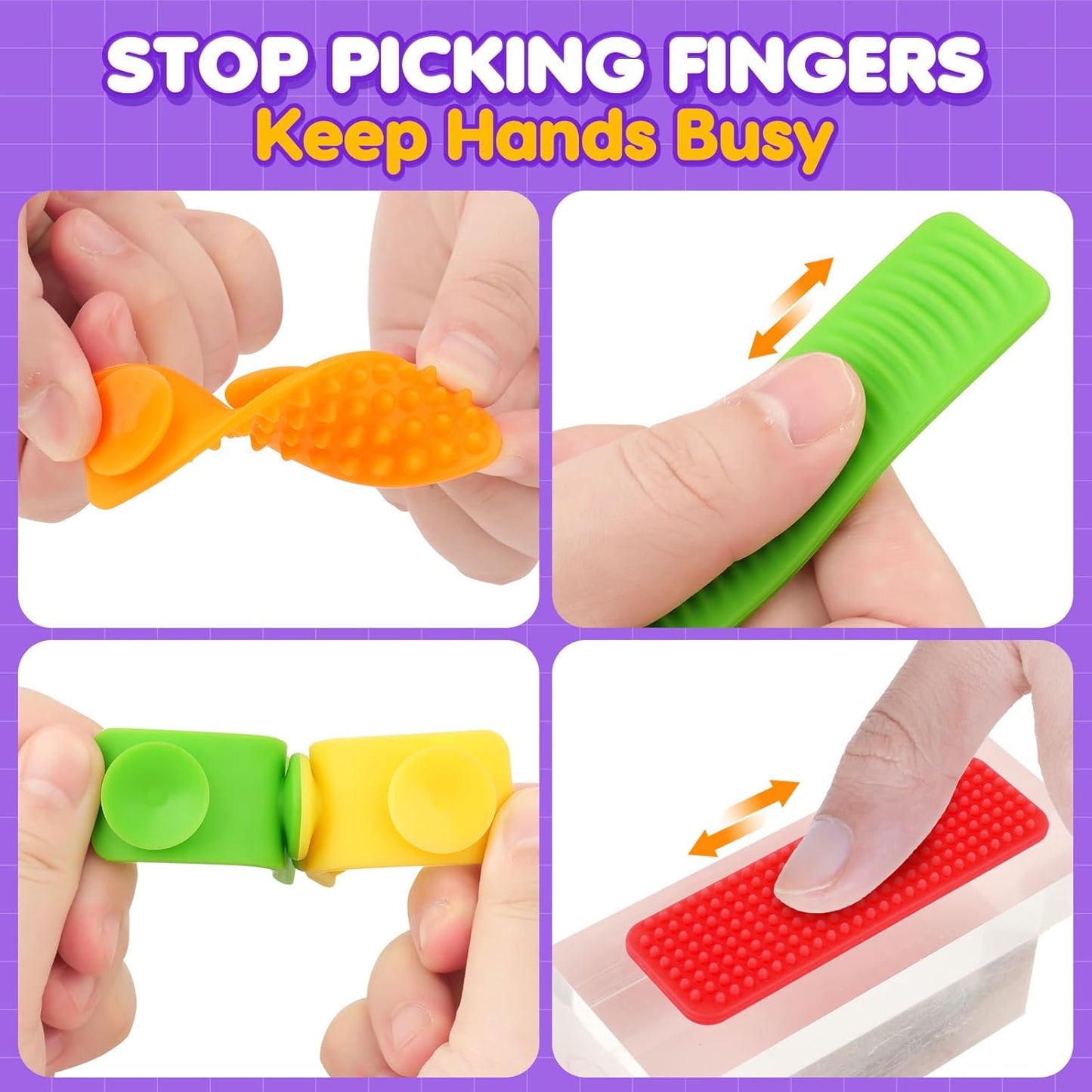 Sensory Fidget Toys Kids : 32 Pack Quiet Squishy Fidgets for Classroom Students Prizes-Textured Soft Rings and Suction Toys for Autism Calming, Fidget Stress Toys for adult Anxiety Relief