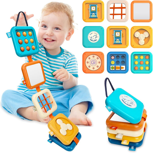 Busy Board for 1 Year Old, Montessori Toys for 1 2 Year Old Boy Girl Birthday Gifts, 8 in1 Travel Sensory Toys for Toddlers 1-3 Fine Motor Learning Baby Toy 12-18 Months, Toddler Stocking Stuffers
