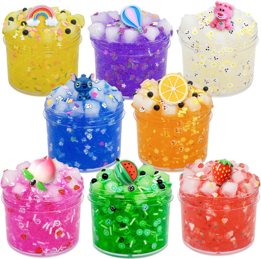 Jelly Cube Clear Slime Kit for Kids - 8 Pack Crunchy Slime | Stress Relief & Fun Toys | Ideal for Birthday & Easter Gifts | Party Favors for Ages 6-12