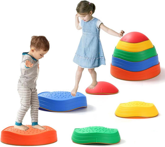 Balance Stepping Stones for Kids, 5pcs Non-Slip Sensory Stepping Stones for Promoting Toddler's Coordination Skills, Indoor and Outdoor Obstacle Course Play Toddler Ages 3+