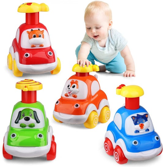 Toddler Animal Car Toys for 1 2 3 Year Old Boys, Press and Go Cartoon Truck Educational Toys for 1 Year Old Boy, Pull Back Cars Toys for Baby Gift Toys 12-24 Months