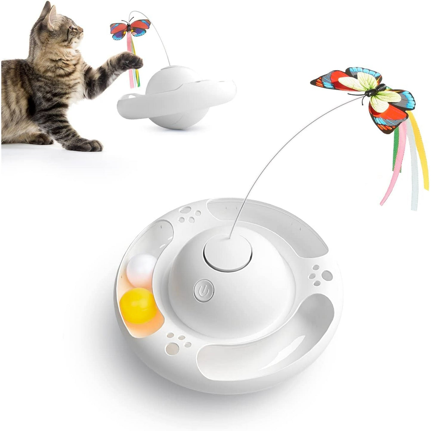 Smart Interactive Cat Toys Upgraded Tumbler with 3 Speeds, Butterfly, Balls, and Paws Kicker