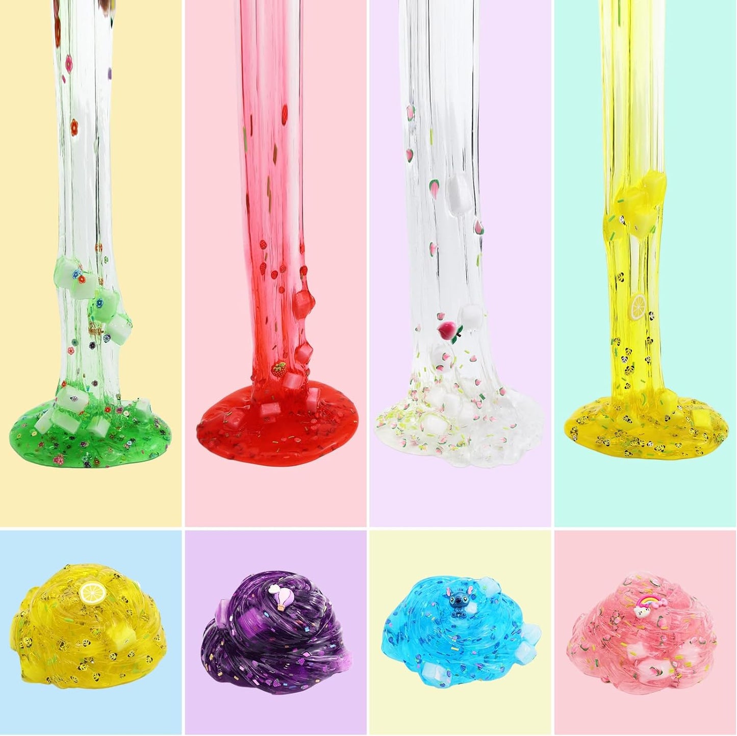 Jelly Cube Clear Slime Kit for Kids - 8 Pack Crunchy Slime | Stress Relief & Fun Toys | Ideal for Birthday & Easter Gifts | Party Favors for Ages 6-12