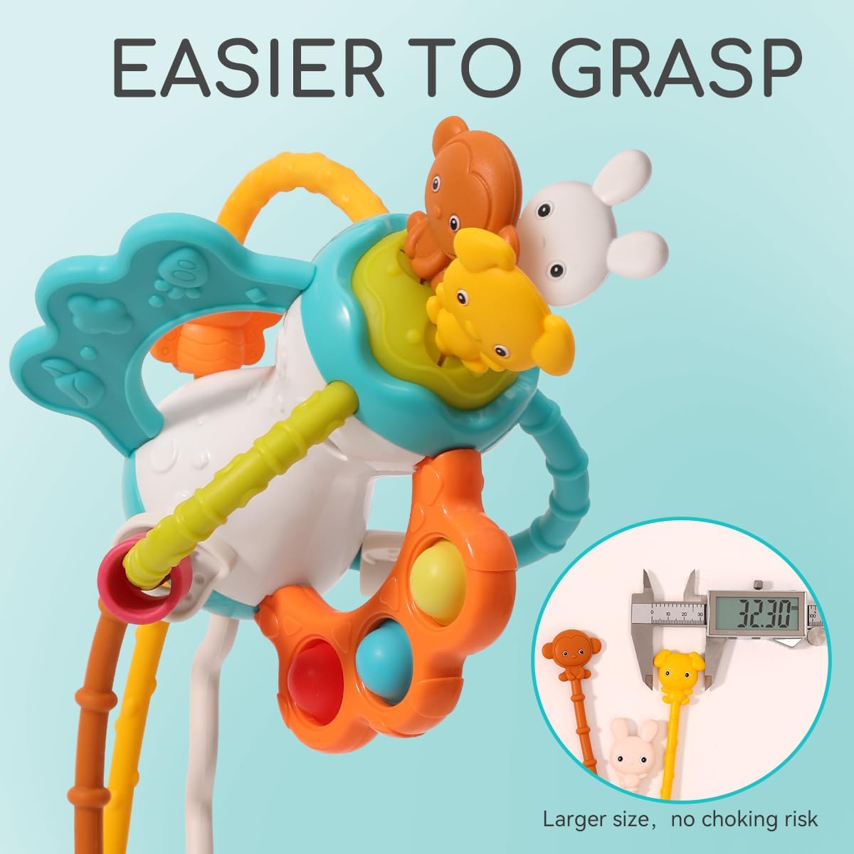 Montessori Toys for Babies 6-12 Months, Infant Sensory Gift Develops Fine Motor Skills, Toddler Boy Girl Travel Toys, with Silicone Pull Strings for 1 Year Olds