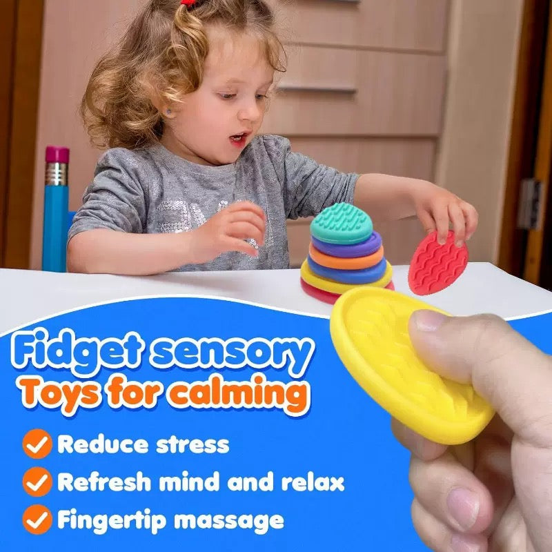 Sensory Fidget Toys Kids : 32 Pack Quiet Squishy Fidgets for Classroom Students Prizes-Textured Soft Rings and Suction Toys for Autism Calming, Fidget Stress Toys for adult Anxiety Relief
