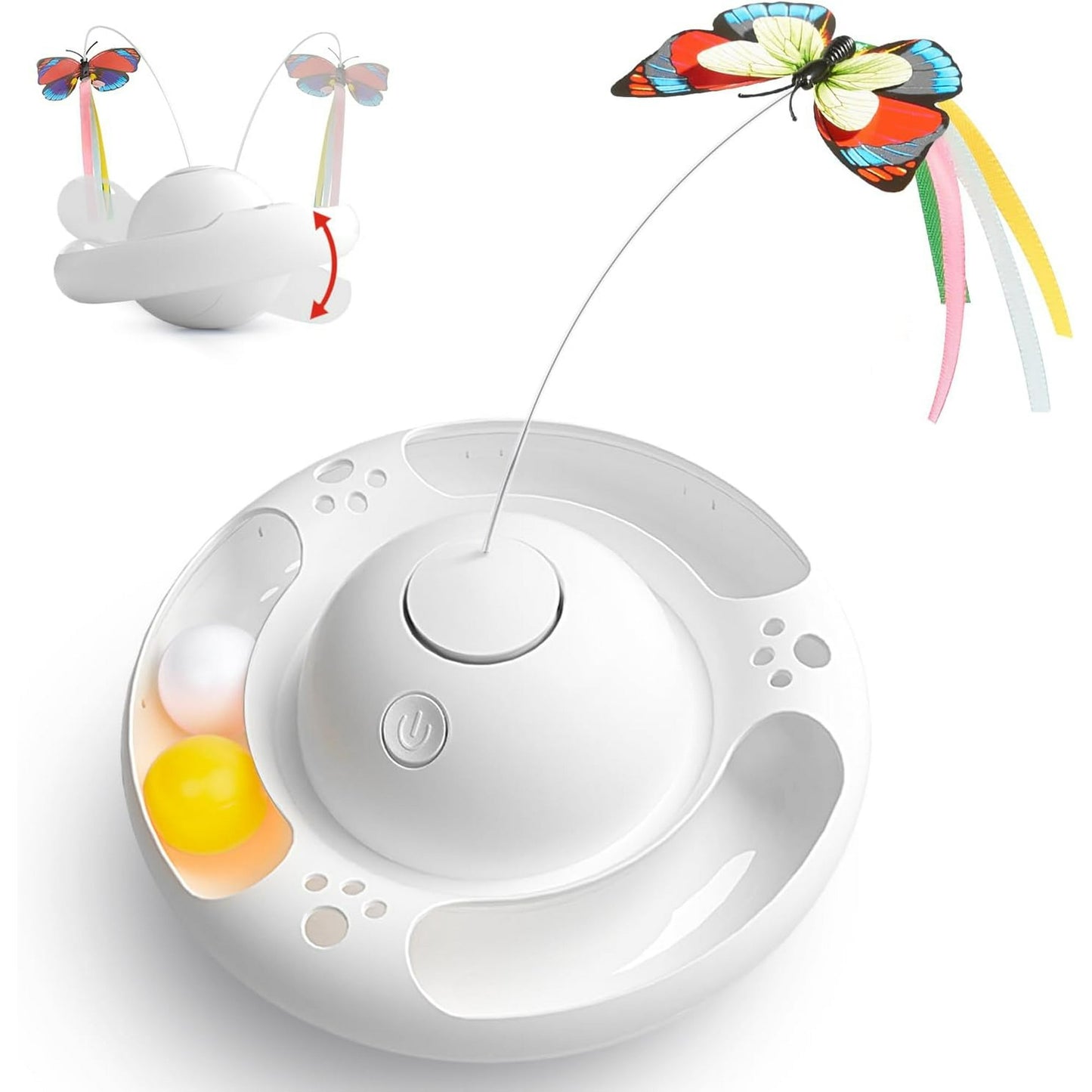Smart Interactive Cat Toys Upgraded Tumbler with 3 Speeds, Butterfly, Balls, and Paws Kicker