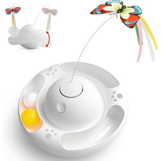 Smart Interactive Cat Toys Upgraded Tumbler with 3 Speeds, Butterfly, Balls, and Paws Kicker